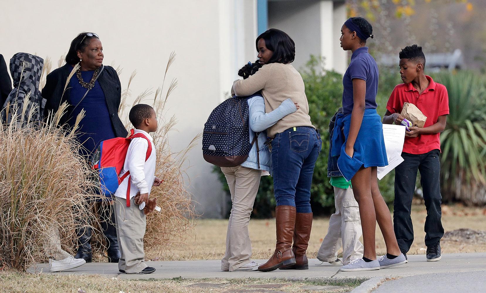 Skolbarn i Chattanooga efter dödkraschen.
