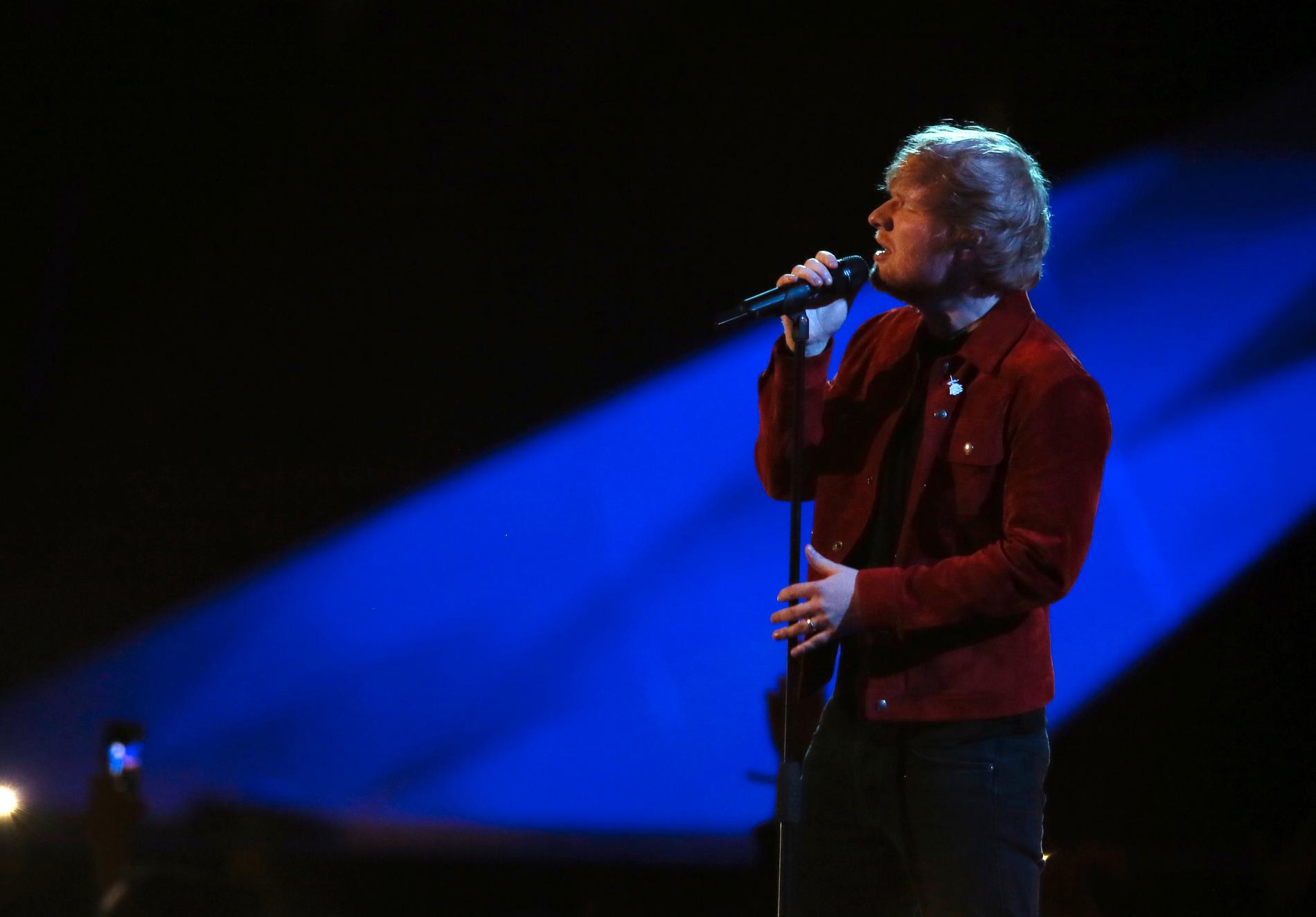 Ed Sheeran uppträder i "Idol". Arkivbild.