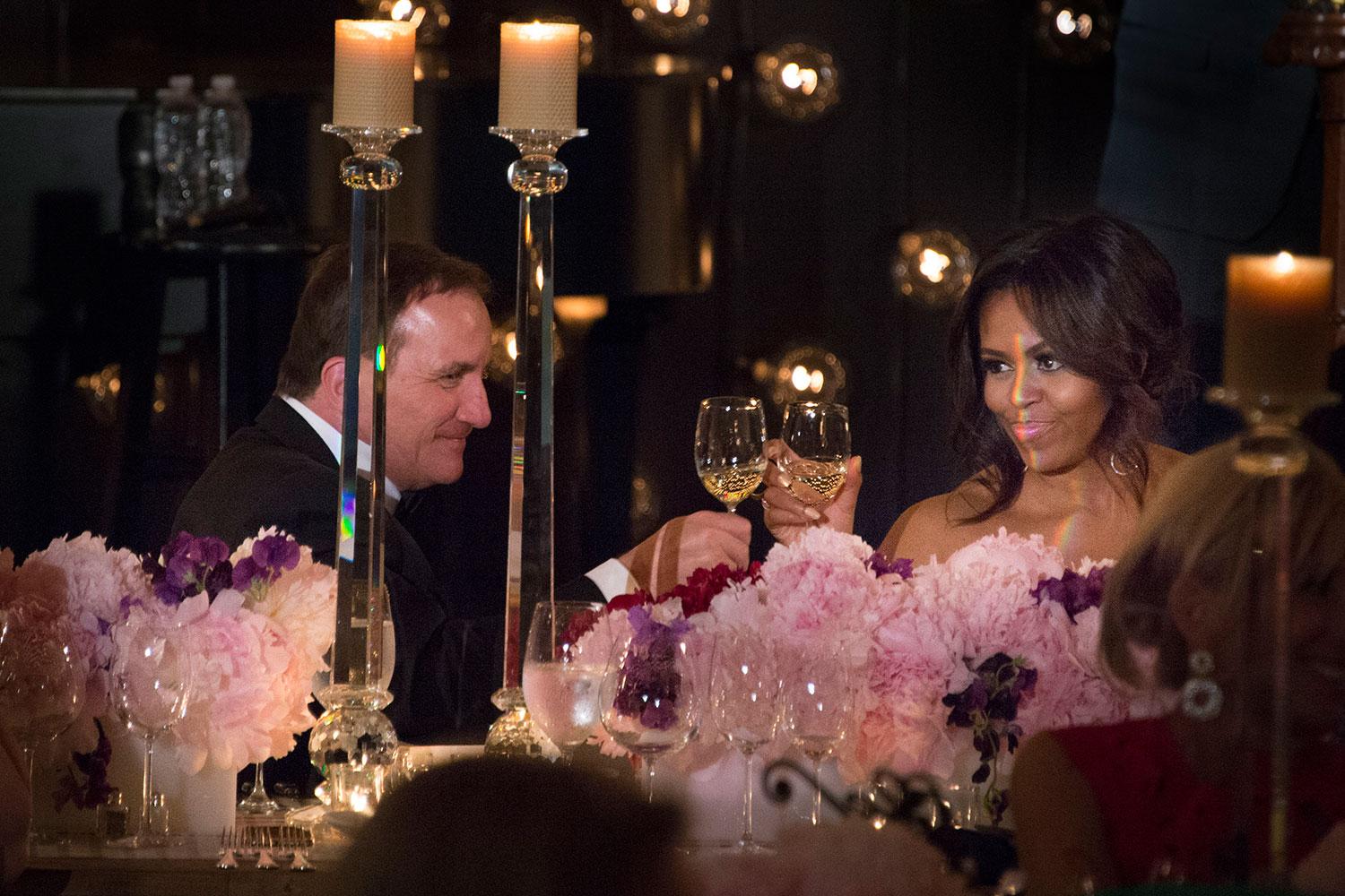 Stefan Löfven och Michelle Obama såg ut att ha det trevligt.