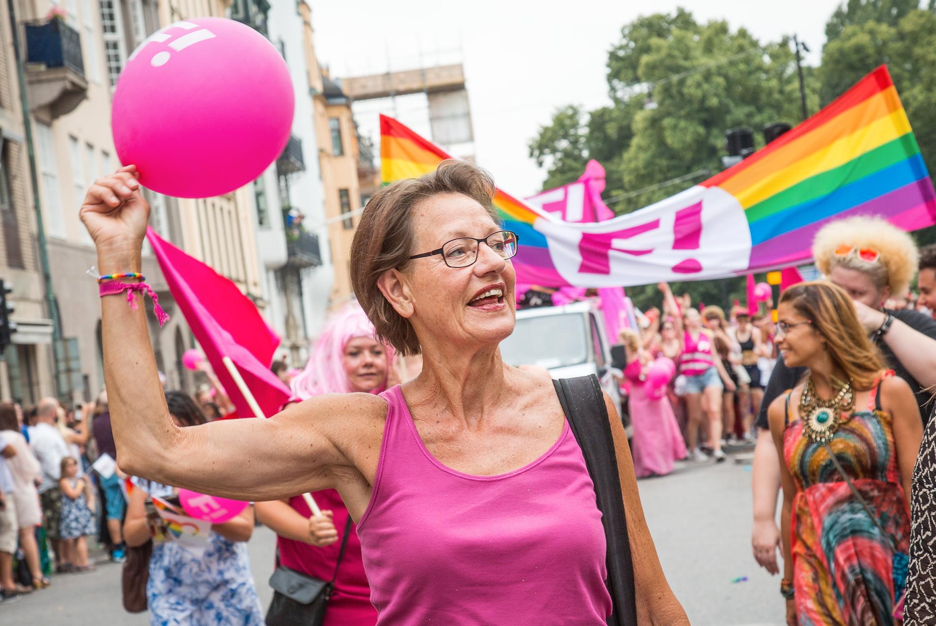 Gudrun Schyman på Pride 2014. 
