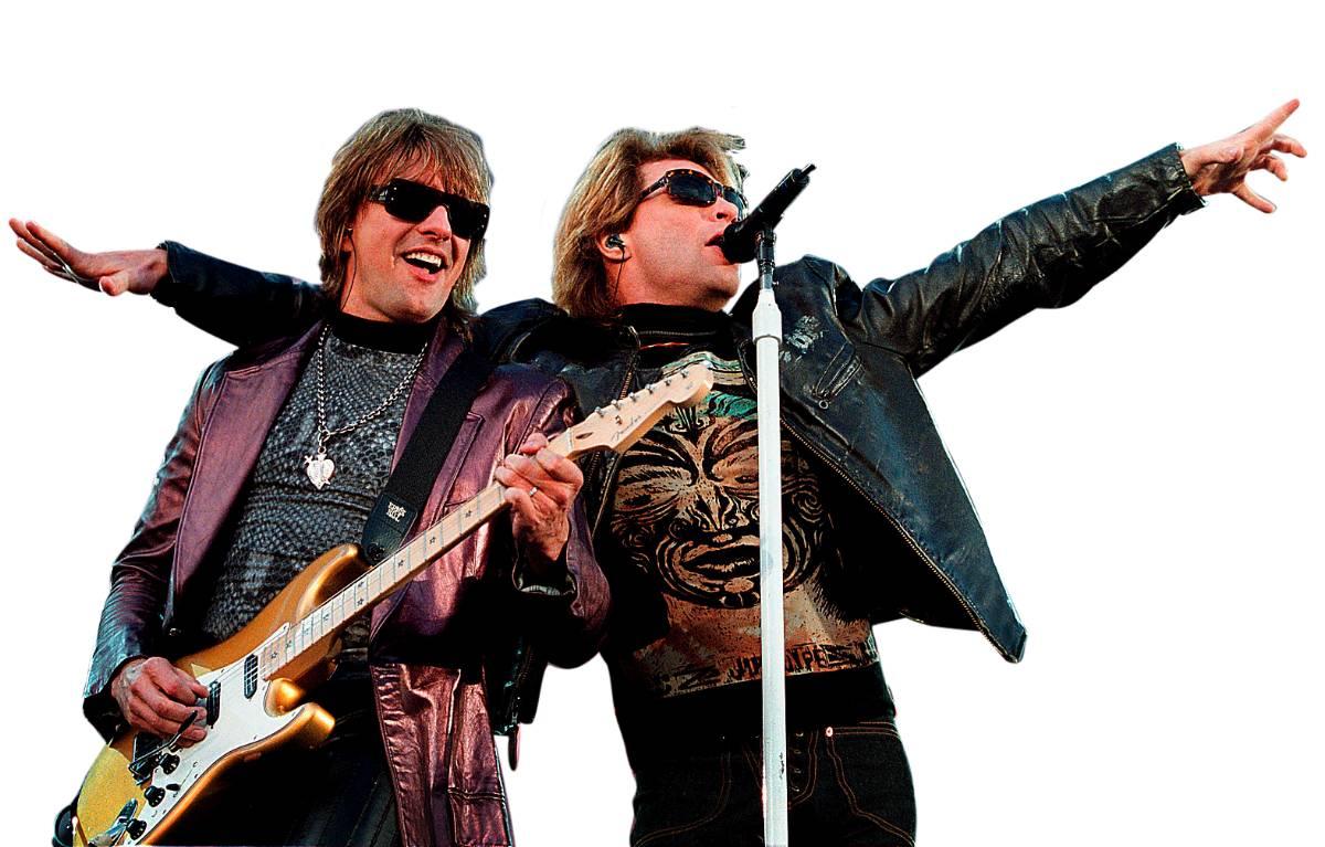 Richie Sambora och Jon Bon Jovi under Bon Jovis senaste spelning i Sverige – på Stadion 2001.