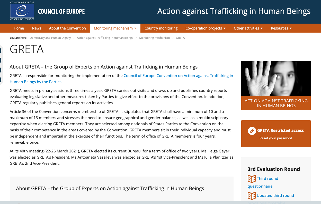 GRETA – Group of Experts on Action against Trafficking in Human Beings