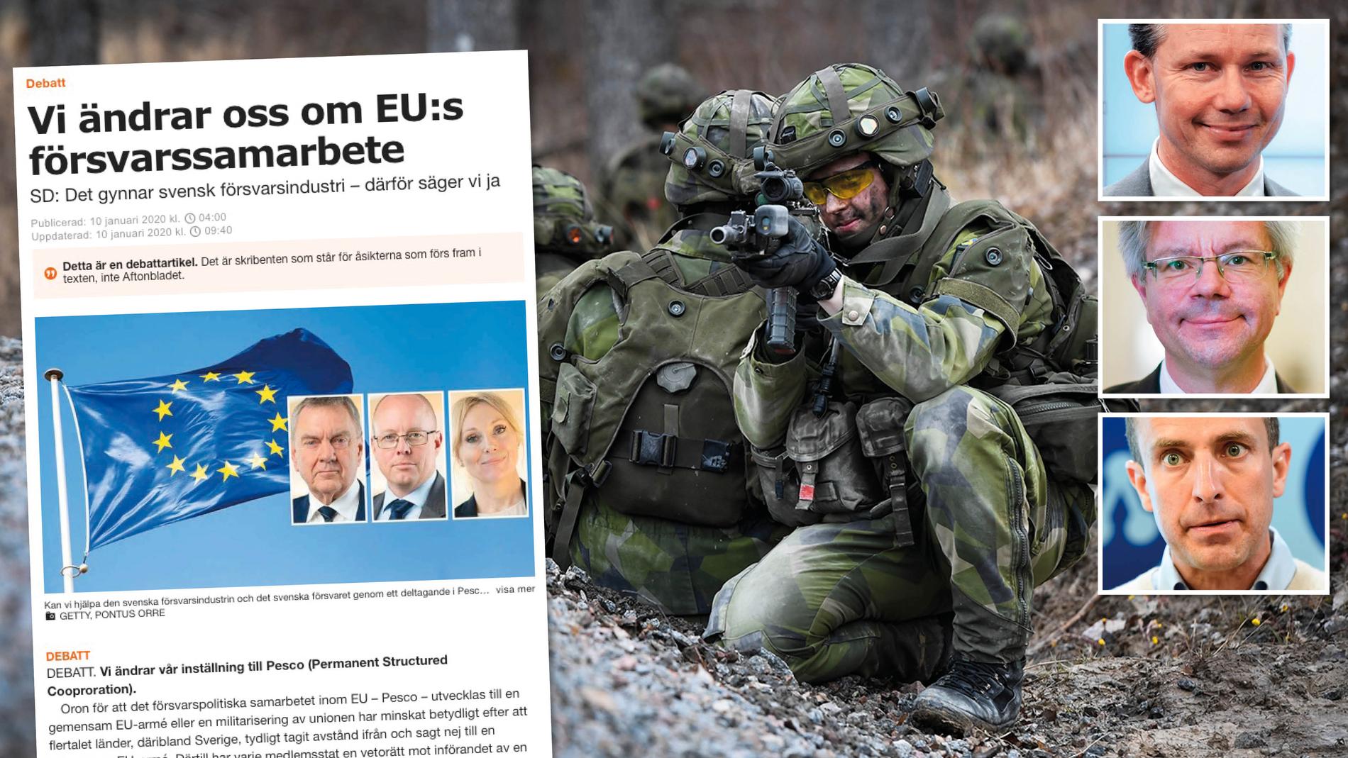 SD:s motstånd, tillsammans med regeringens senfärdighet, har lett till att Sverige har gått miste om inflytande över utformningen av EU:s försvarssamarbete, skriver Pål Jonson, Hans Wallmark och Tomas Tobé.