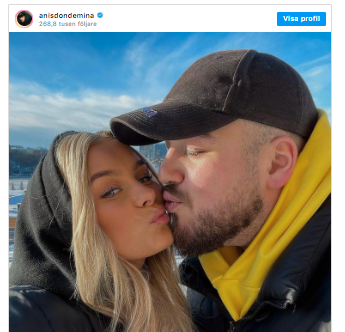 Anis Don Demina visar upp sig med flickvännen Filippa på Toremo på Instagram tidigare i år.