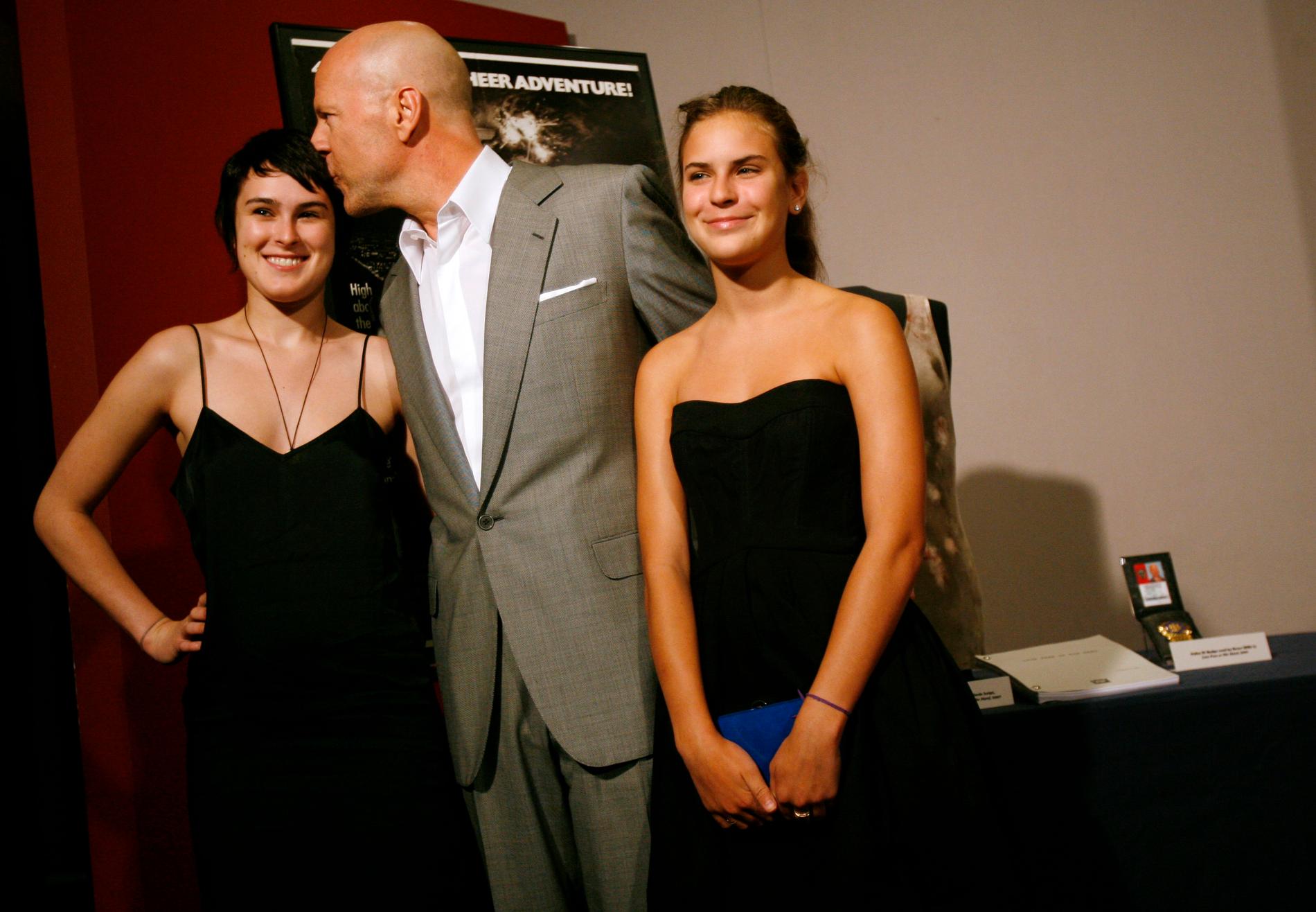 Rumer Willis, Bruce Willis och Tallulah Willis 2007.