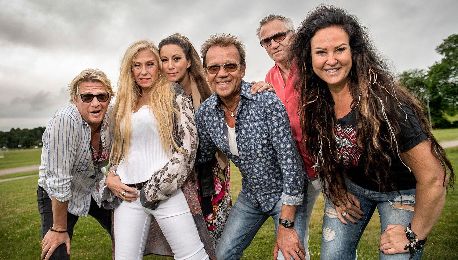 Tommy Nilsson, Sanne Salomonsen,  Lisa Nilsson, Björn Skifs, Mats Ronander och Nina Söderquist i Badrock 30 år.