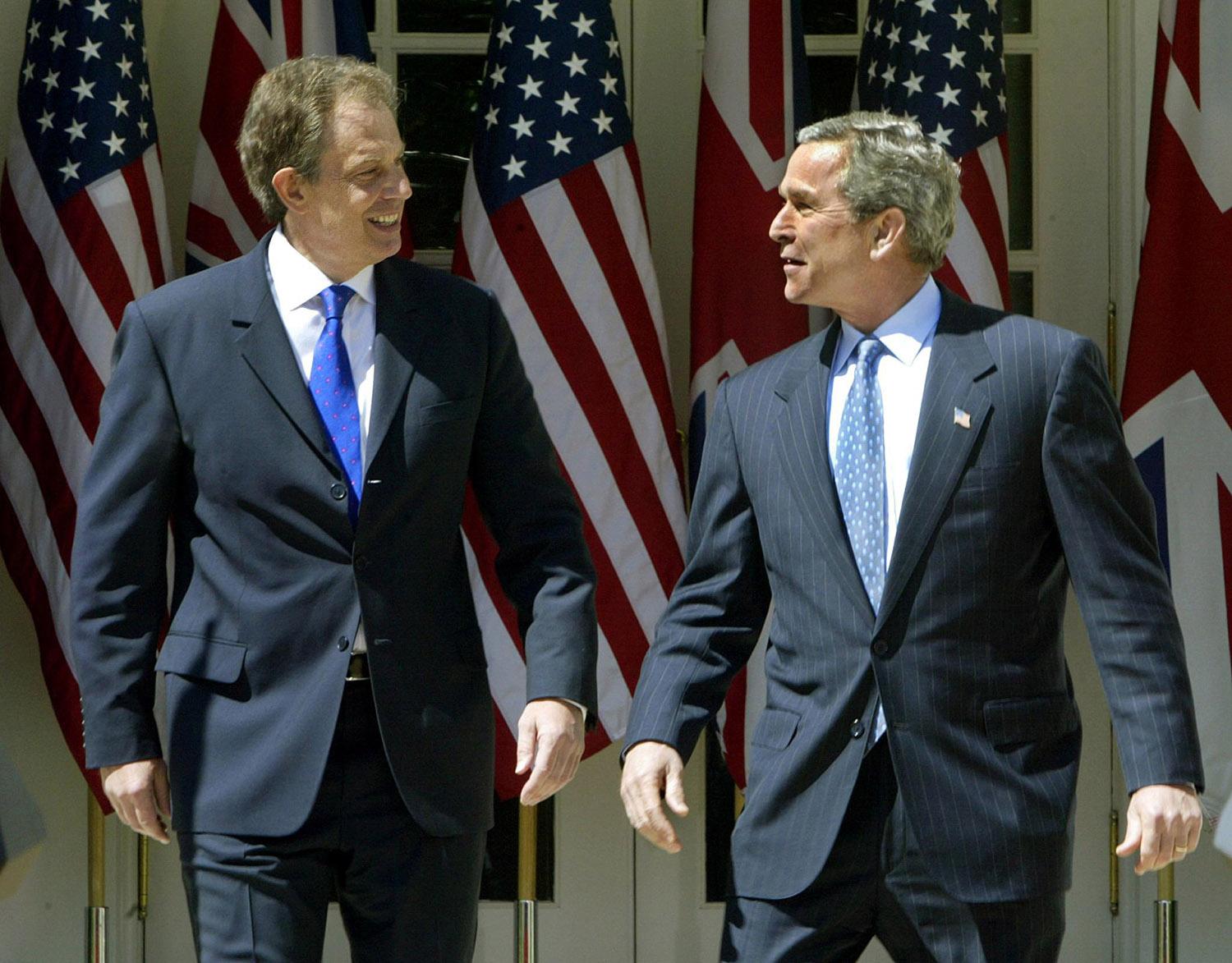 Tony Blair och George W Bush.
