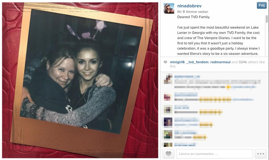 Nina Dobrev sade adjö på Instagram.