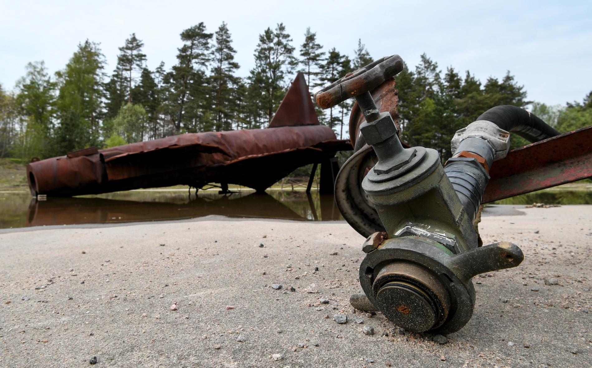Brandövningsplatsen, där brandskum med PFAS användes, på F17 i Kallinge. Arkivbild.