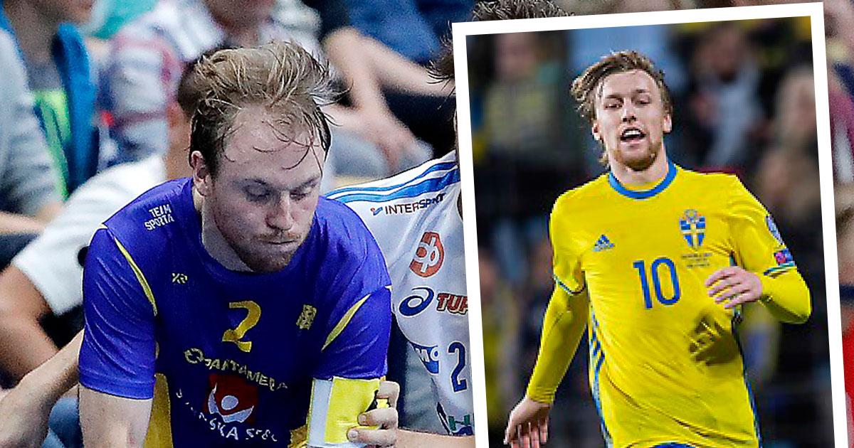 ”EMIL följer oss”  Från uppväxten i Granloholm till landslagsspel i två olika sporter – Johan Samuelsson och Emil Forsberg (lilla bilden) har fortfarande god kontakt.