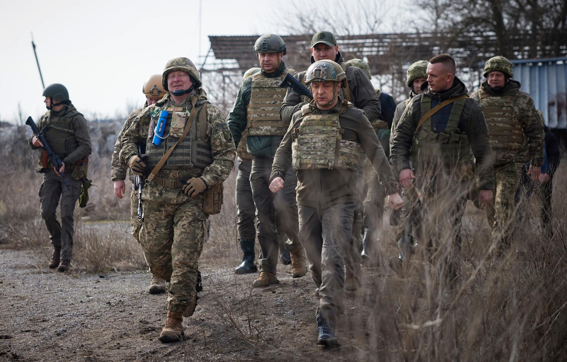 I torsdags besökte president Zelenskyj regionen Donetsk. Området är en av konfliktens frontlinjer.
