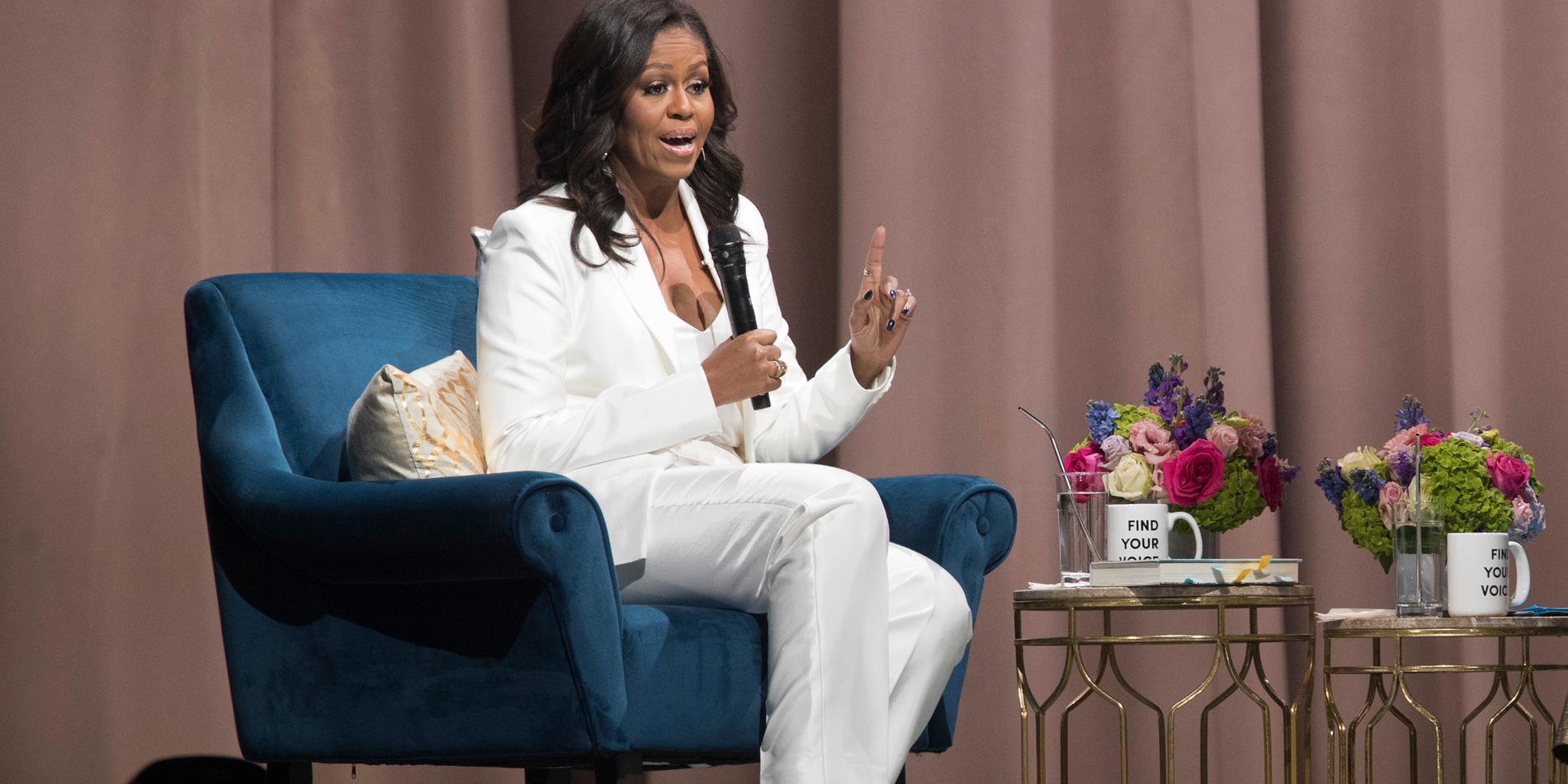 Michelle Obama pratar om sin bok i New York tidigare i december. 