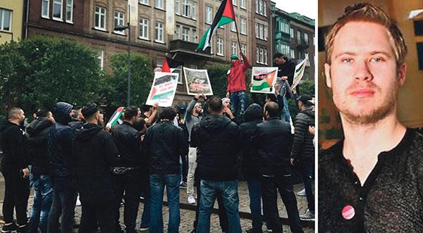 När budskapet uttrycks på andra språk än svenska är det lätt hänt att myndigheter ser mellan fingrarna, skriver Tobias Petersson. Bilden är från den palestinska manifestationen i Helsingborg den 24 juli.