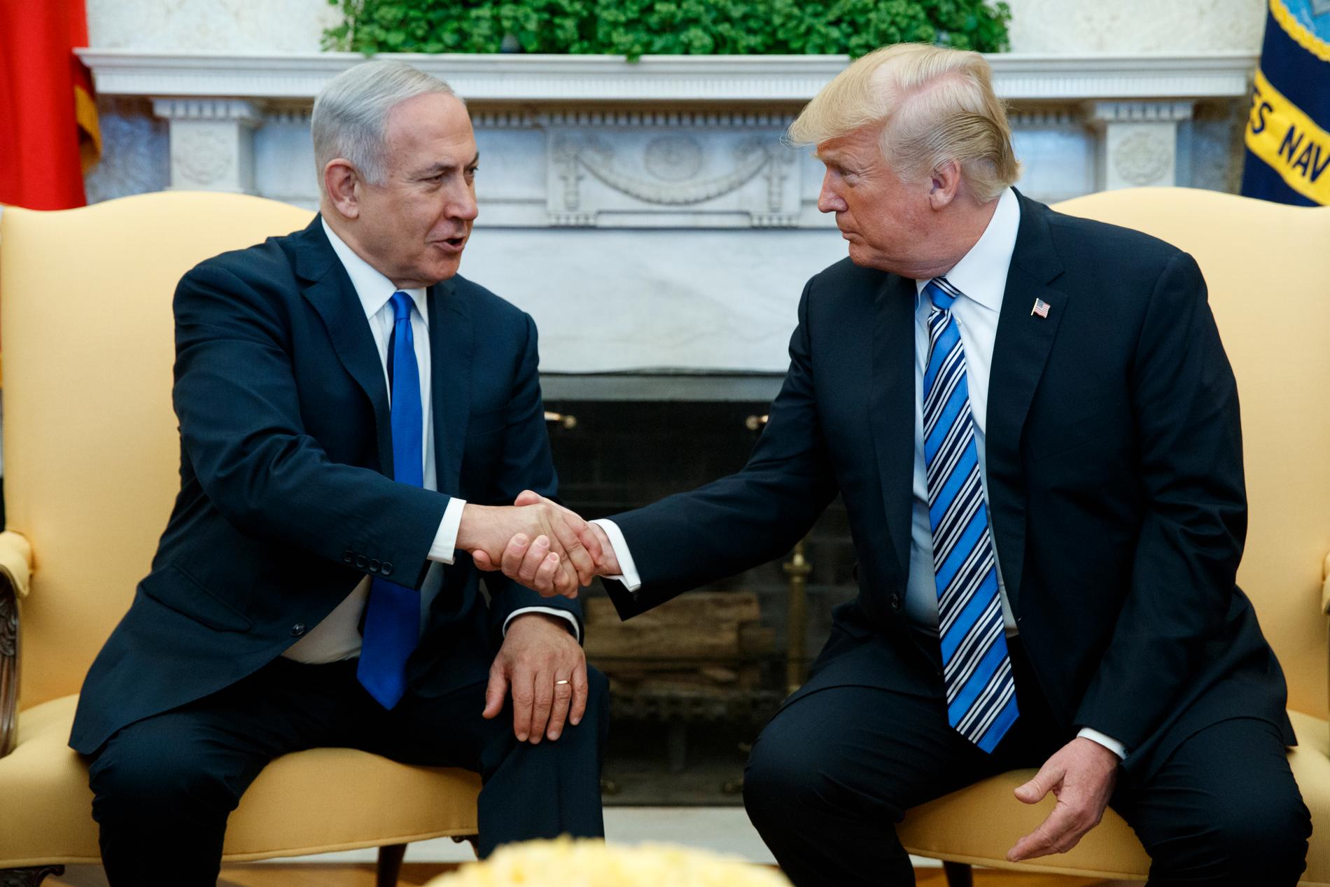 Israels premiärminister Benjamin Netanyahu och USA:s president Donald Trump – en dynamisk duo. Arkivbild.