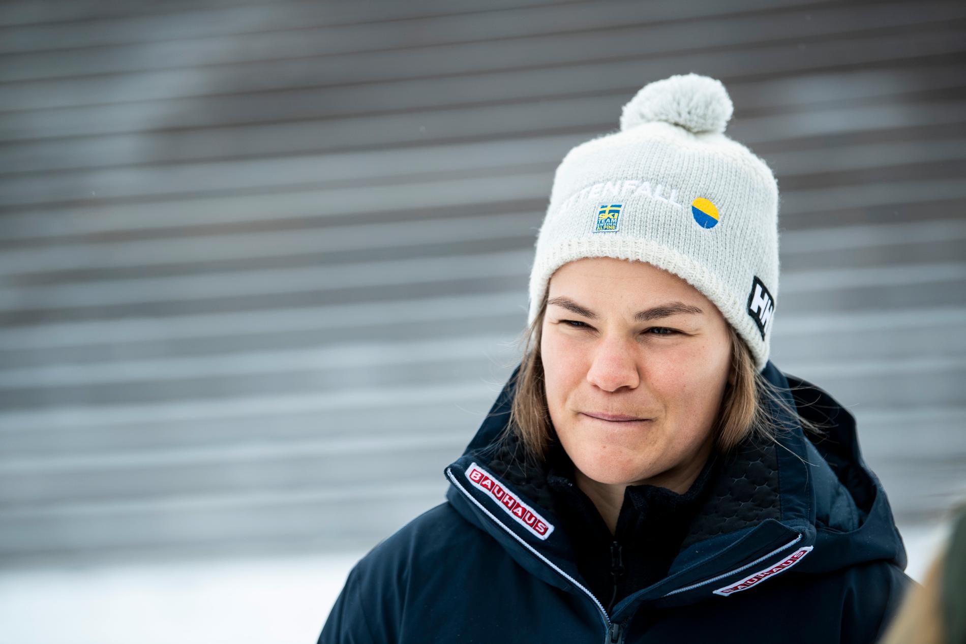 ÅRE 2020-03-11 Alpina skidåkaren Anna Swenn-Larsson inför säsongens sista tävling i världscupen som inleds med parallellslalom i Åre. Foto: Pontus Lundahl / TT / kod 10050