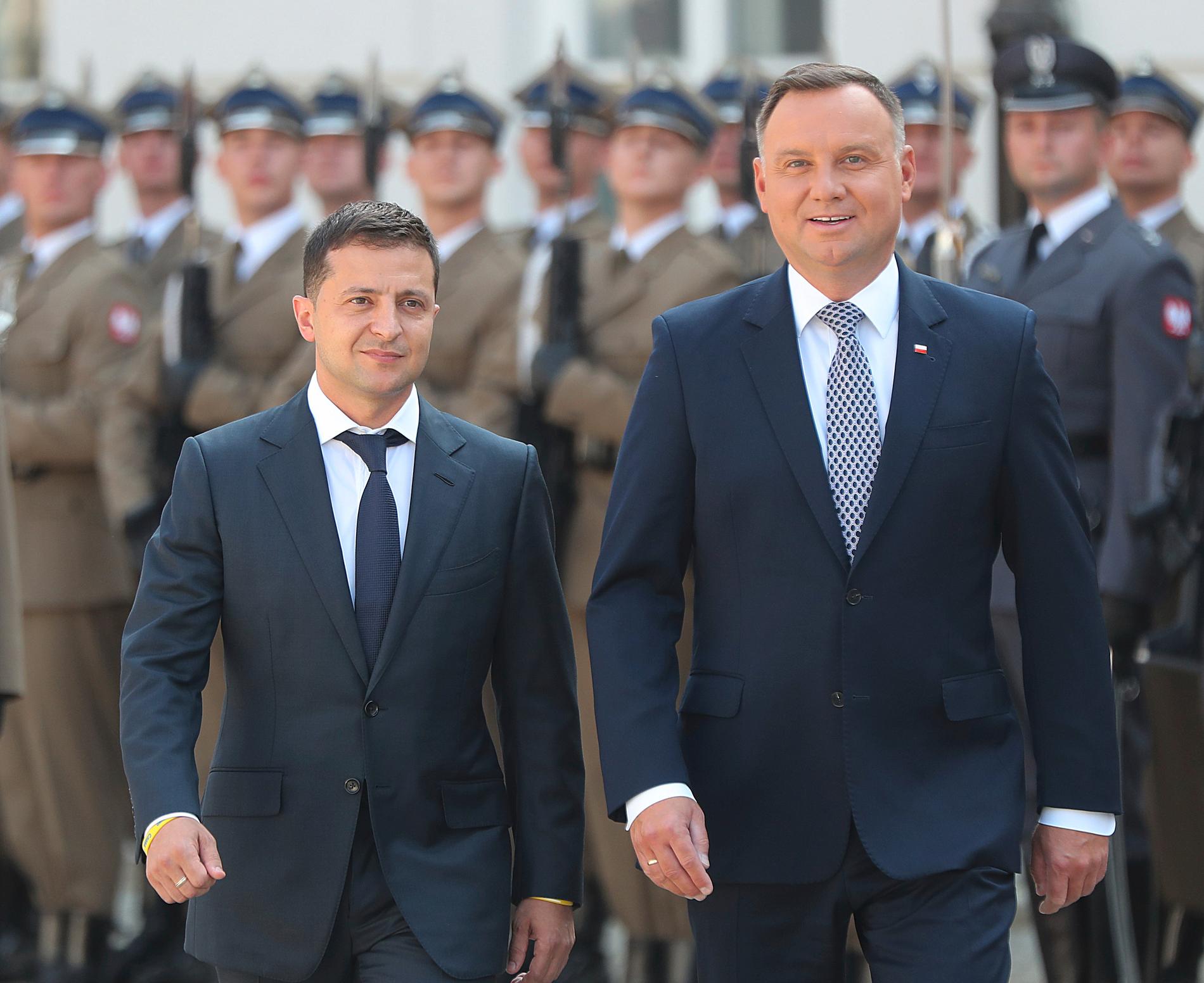 Ukrainas president Volodymyr Zelenskyj, till vänster, och polske kollegan Andrzej Duda, vill minska beroendet av rysk naturgas.