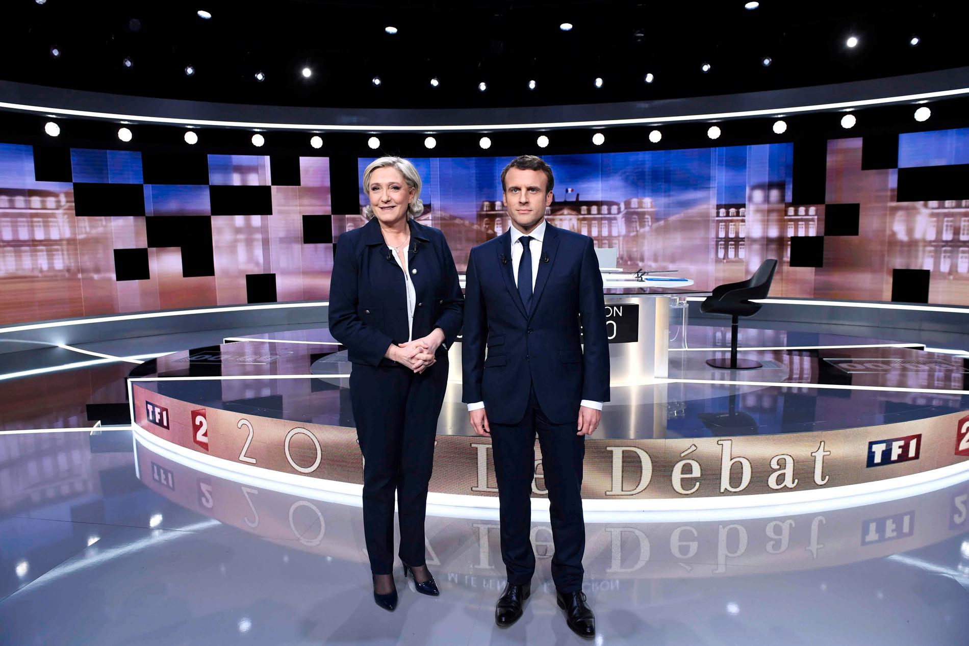 Le Pen och Macron kallade varandra för lögnare. 