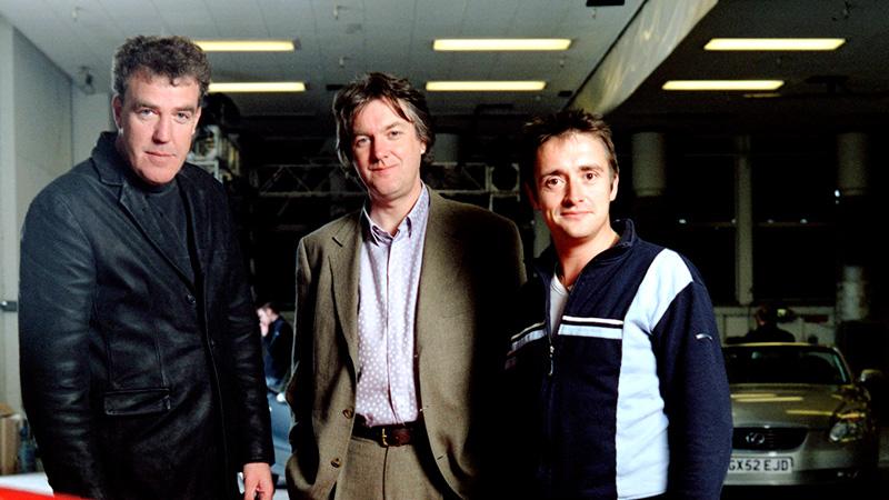 Det forna Top Gear-gänget fångat på en äldre bild. Jeremy, James och Richard från vänster.