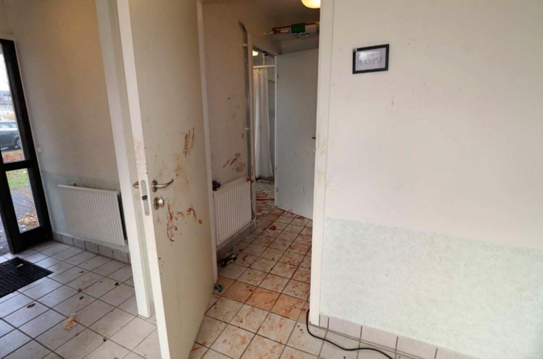 Bild på tvättstugan där mordförsöket skedde, ur förundersökningsprotokollet.