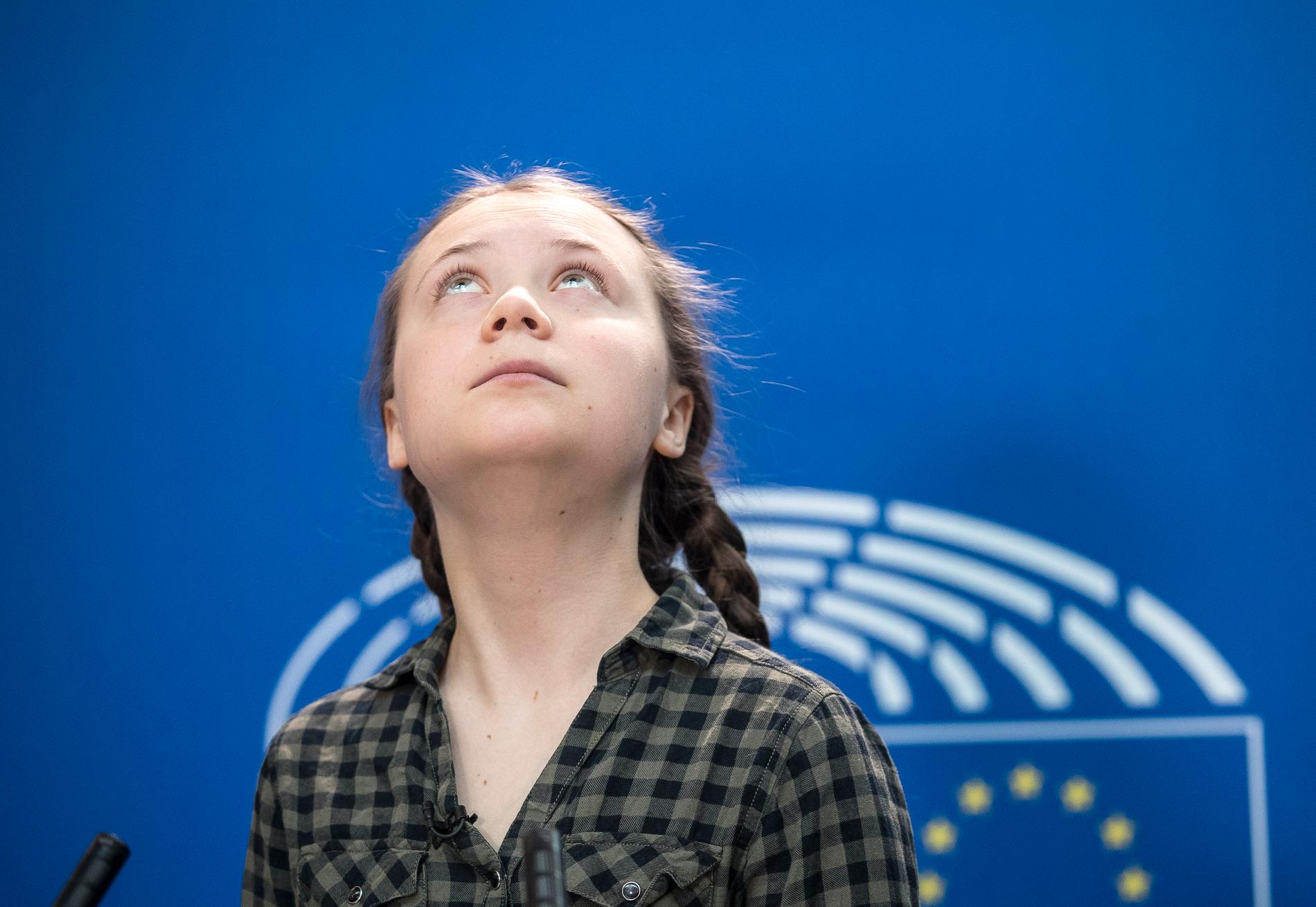 Greta Thunberg talade i EU-parlamentet i Strasbourg.