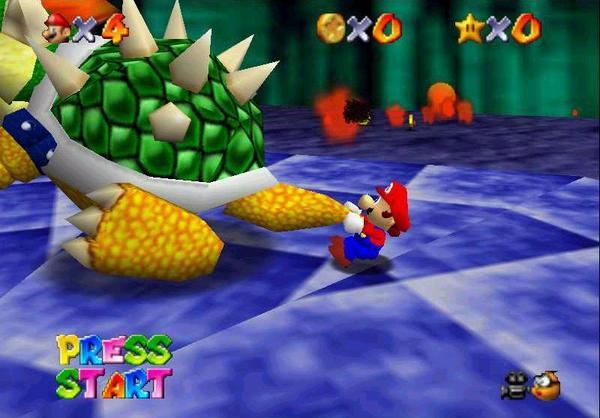 Mario svingar Bowser i ”Super Mario 64”.