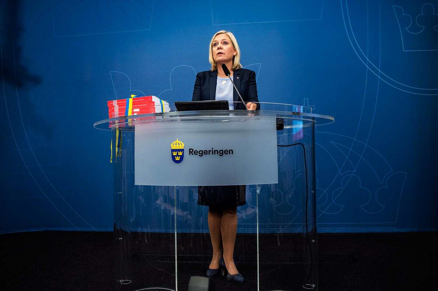 Finansminister Magdalena Andersson när hon presenterade höstbudgeten.