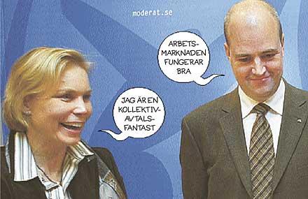 blå dunster? Både moderatledaren Fredrik Reinfeldt och andre vice ordföranden Gunilla Carlsson har gjort uppmärksammade uttalanden för att hålla arbetsrätten utanmför valdebatten. Men nu tycks den borgerliga alliansen blåsa till strid – och lovar att riva upp fattade beslut om las.