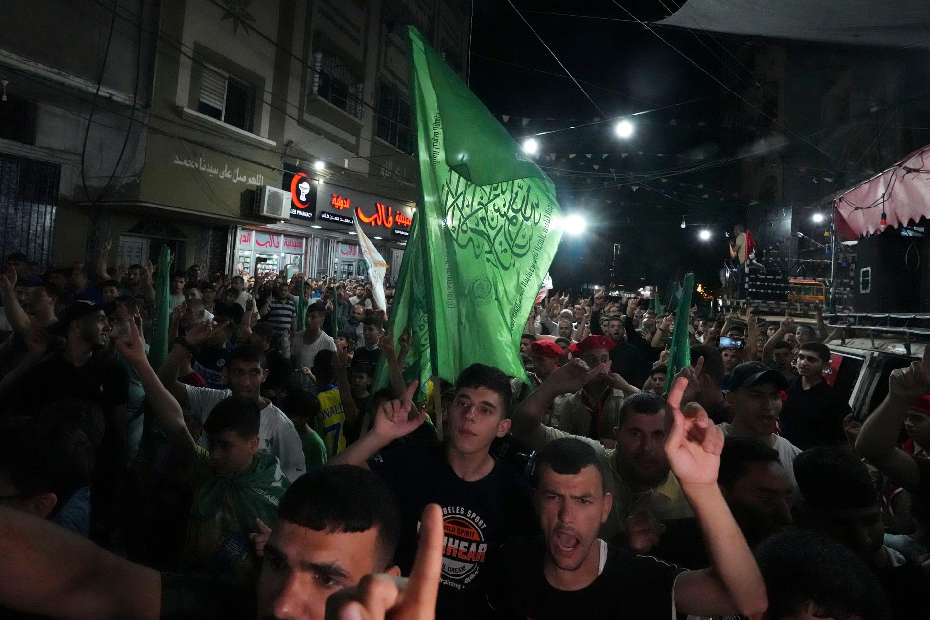 Hamas-anhängare i protester mot israeliska militären.