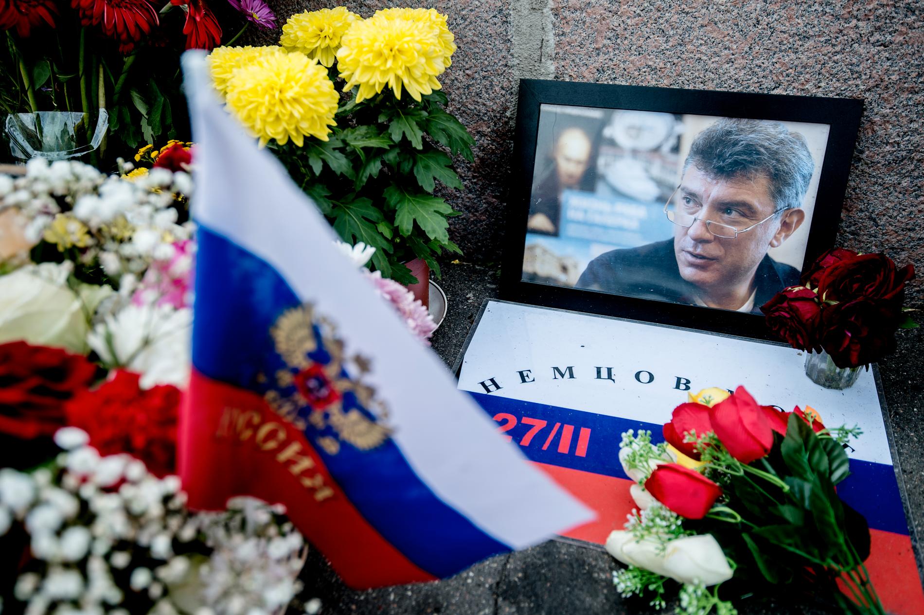Minnesplats för Boris Nemtsov, som blev mördad i februari 2015. 