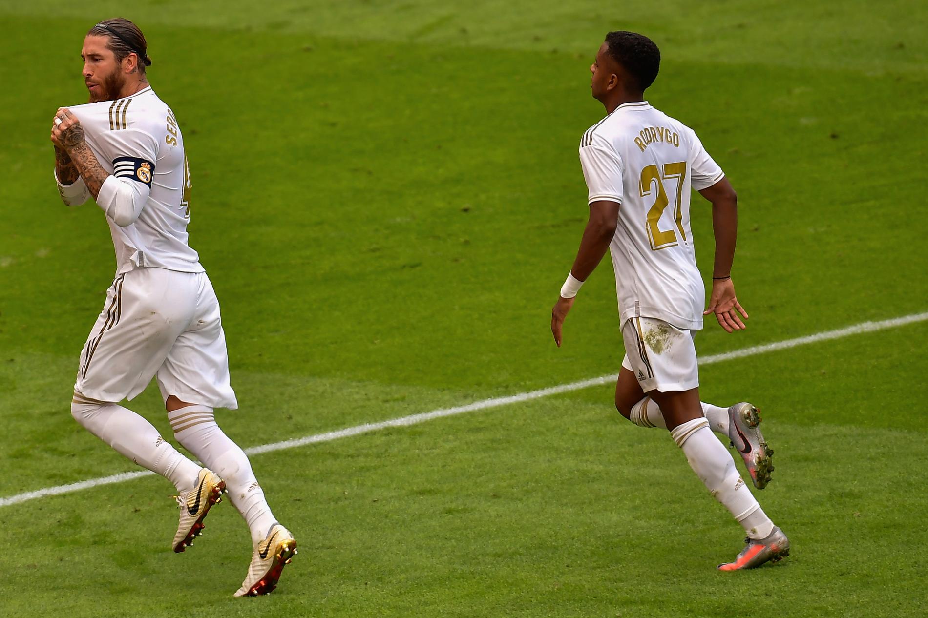 Real Madrids Sergio Ramos, vänster, gjorde matchens enda mål mot Bilbao.