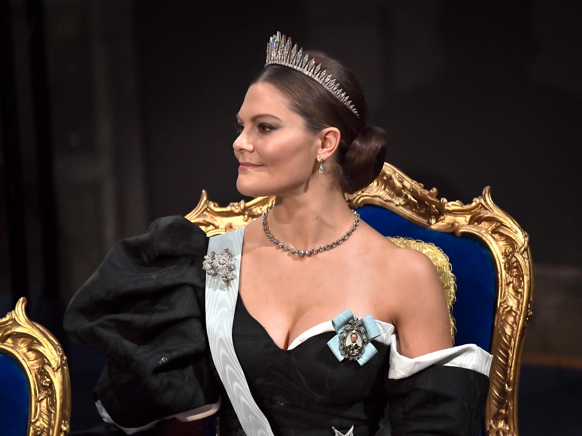 Kronprinsessan Victoria under Nobelprisutdelningen i Konserthuset 2019.