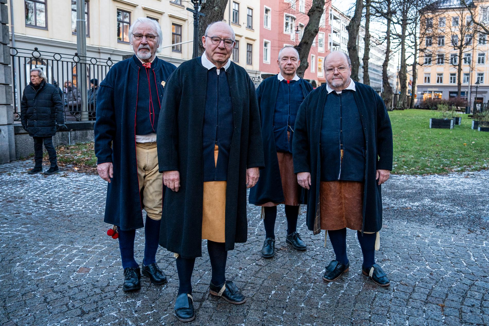 Kalle Moraeus med Orsa spelmän, Pether Olsson, Leif Göras, Per-Erik "Perra" Moraeus och Olle Moraeus.