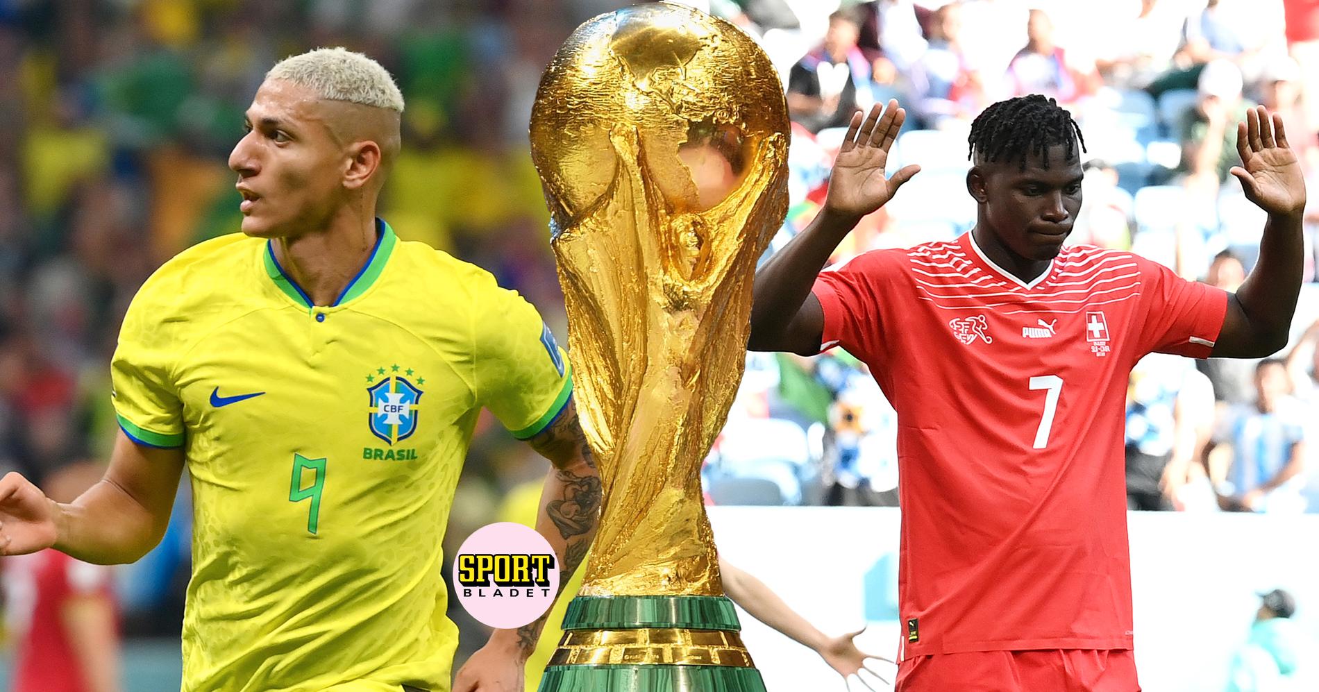 Brasilien möter Schweiz i fotbolls-VM 2022.