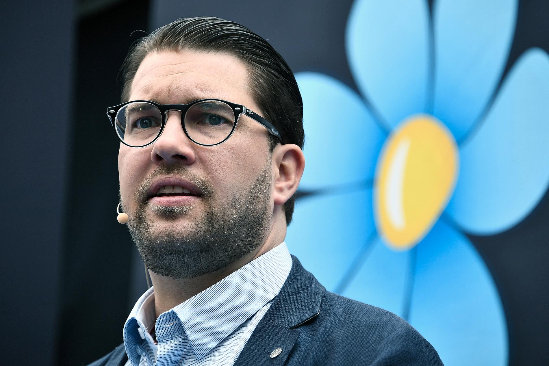 Sverigedemokraternas Jimmie Åkesson i Almedalen på  fredagen.