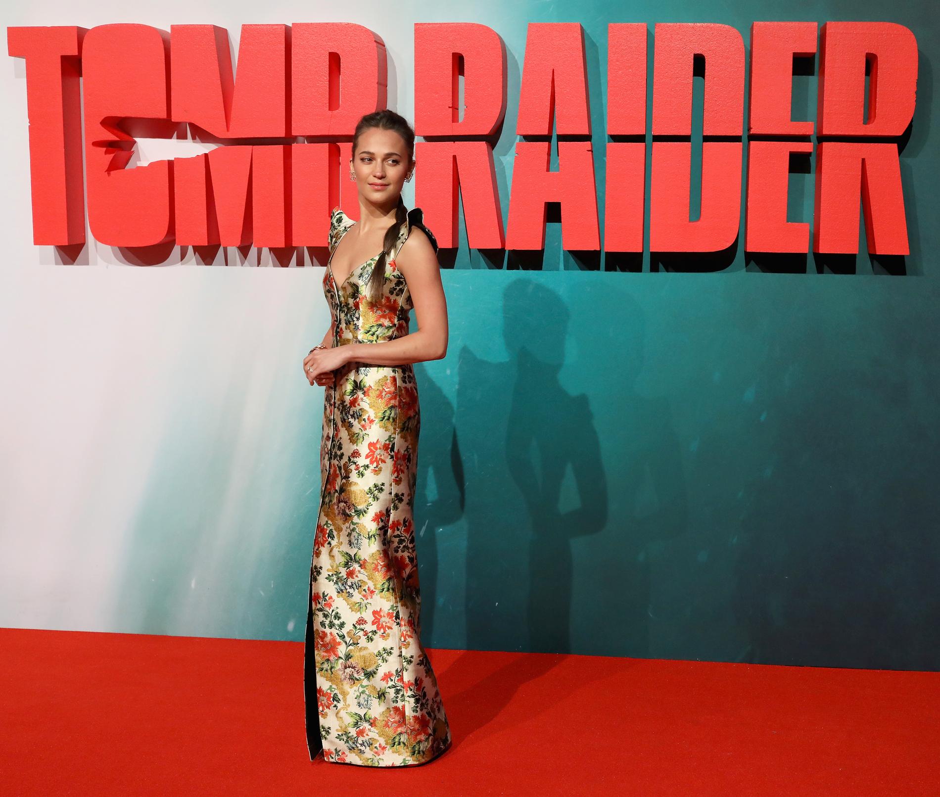 Alicia Vikander på London-premiären av ”Tomb Raider”.