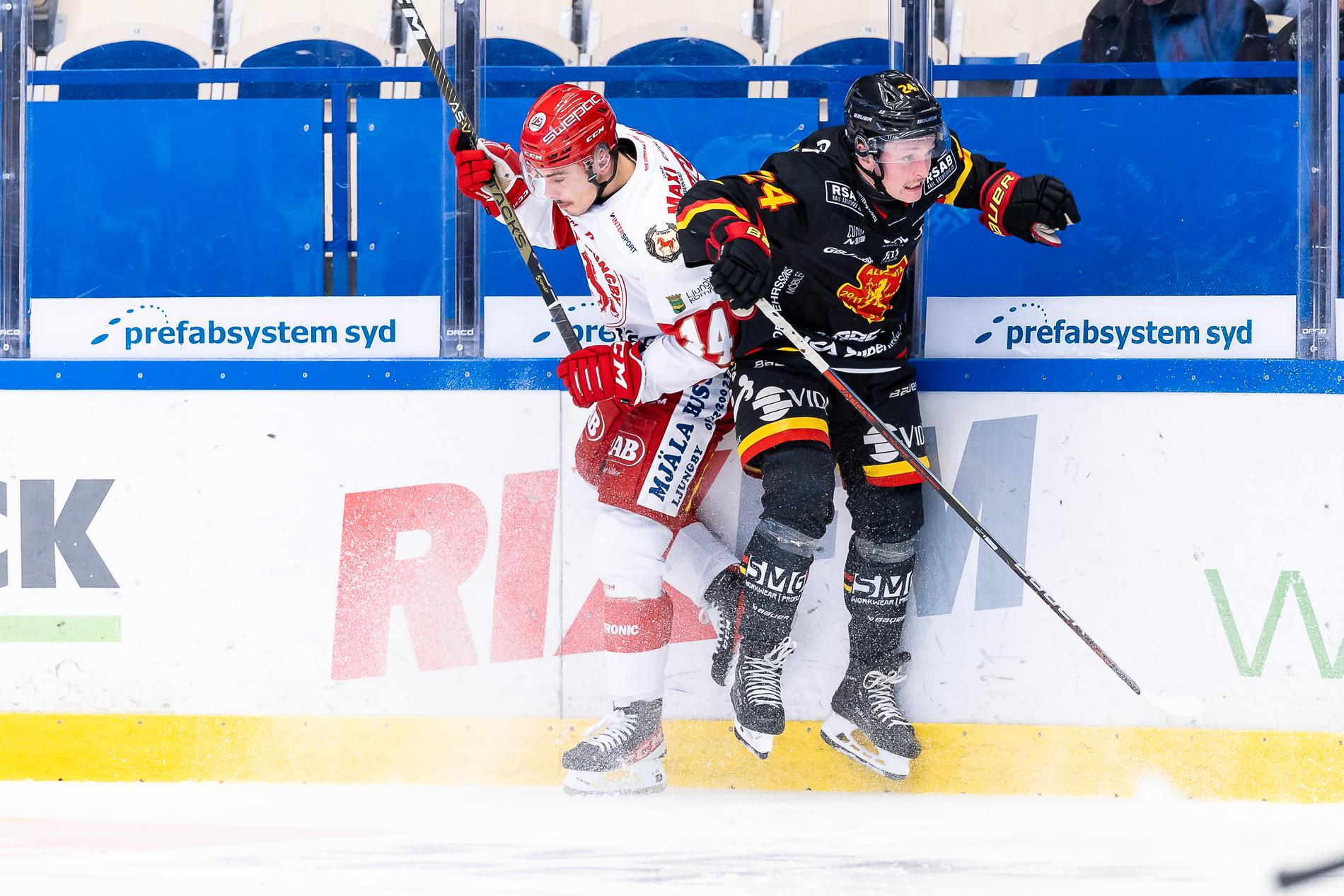 Troja/Ljungbys Kalle Bartholdsson och Alvestas Victor Widlund. 
