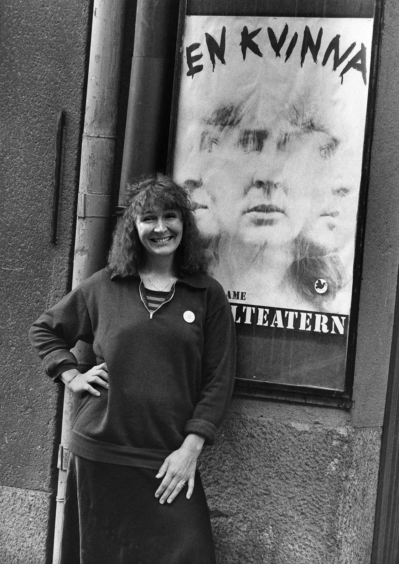 Kim Anderzon i samband med teaterpjäsen "En kvinna" på Pistolteatern i Stockholm 7:e september 1980.