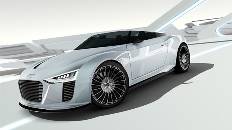 Audis e-tron Spyder har en elmotor på vardera framhjul, samt en hybridmotor som kombinerar diesel och el.