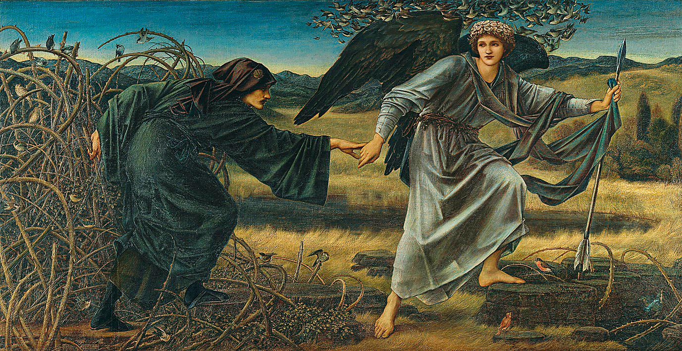 Edward Burne-Jones, ”Love and the pilgrim”, 1896–1897. Olja på duk.