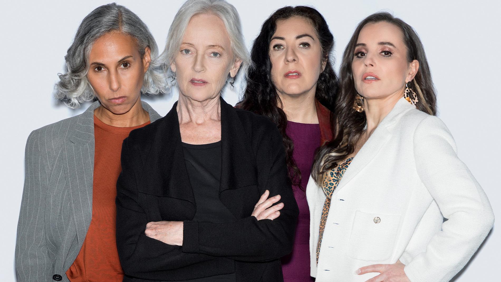 Maria Salah, Chatarina Larsson, Gloria Tapia och Lo Kauppi spelar huvudrollerna i "Mammorna". Pressbild.