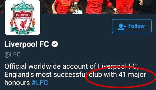 Ändringen på Liverpools twitterkonto.