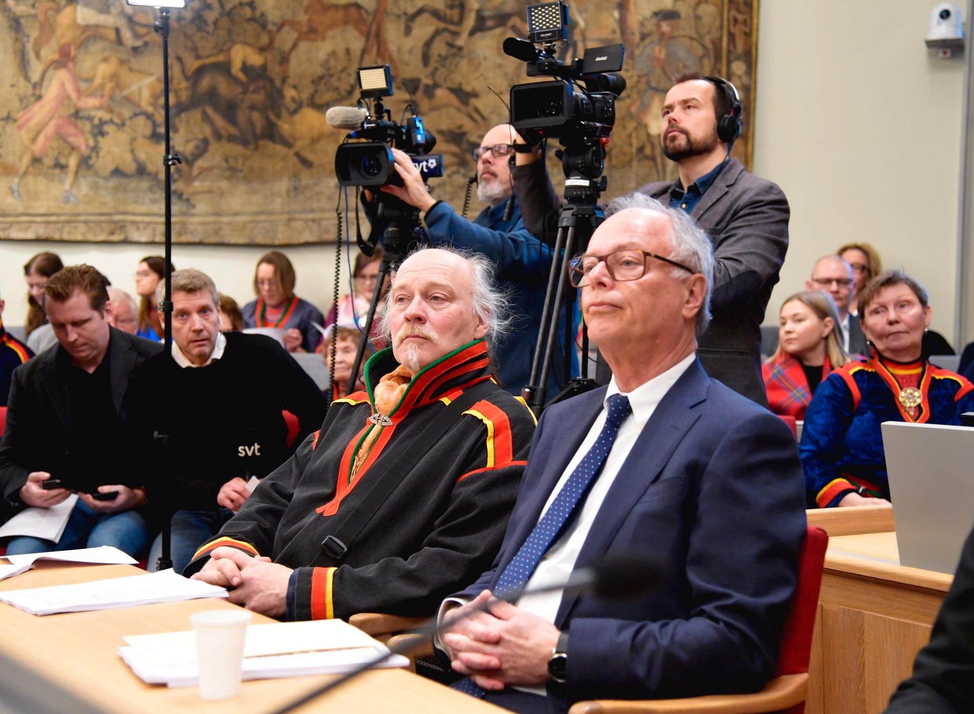 Matti Blind Berg, Girjas samebys ordförande, och advokat Peter Danowsky, som har företrätt Girjas i rättsprocessen.