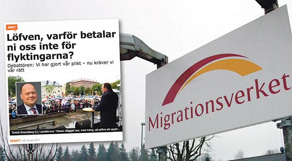 Jan-Olov Wallin, biträdande operativ chef, Migrationsverket, svarar kommunstyrelsens ordförande i Landskrona.