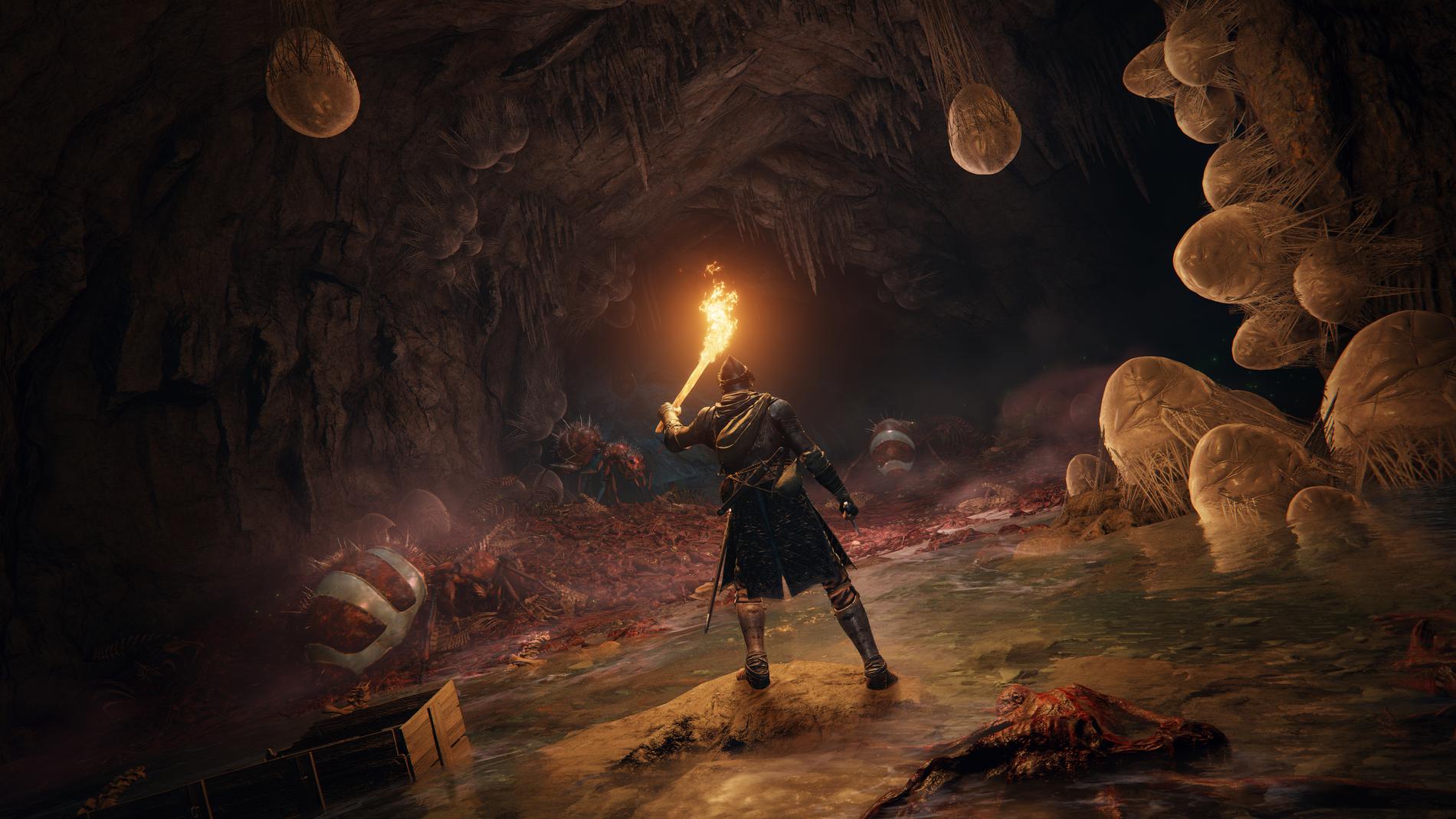 En vanlig syn under spelets första timmar är när man springer ner i underjorden med en fackla i ena handen.