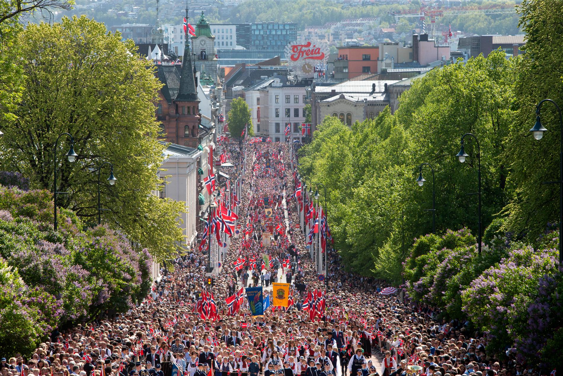 Förra årets firande av nationaldagen i centrala Oslo.