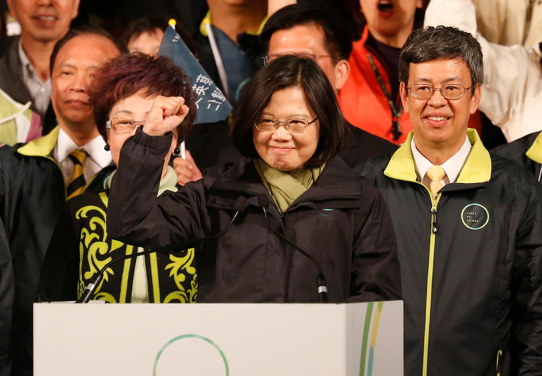 Taiwans sittande president Tsai Ing-Wen vann en jordskredsseger.