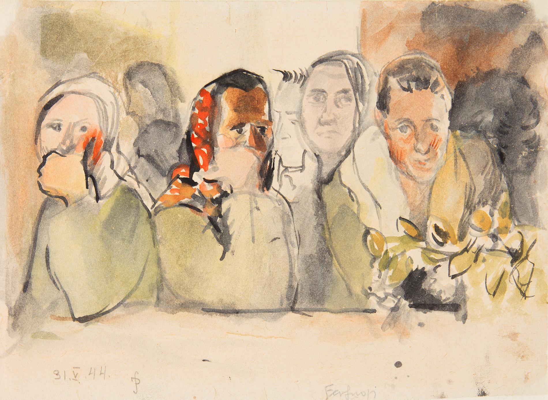 Jadwiga Simon Pietkiewicz: Verfygbare (1944), akvarell på papper.