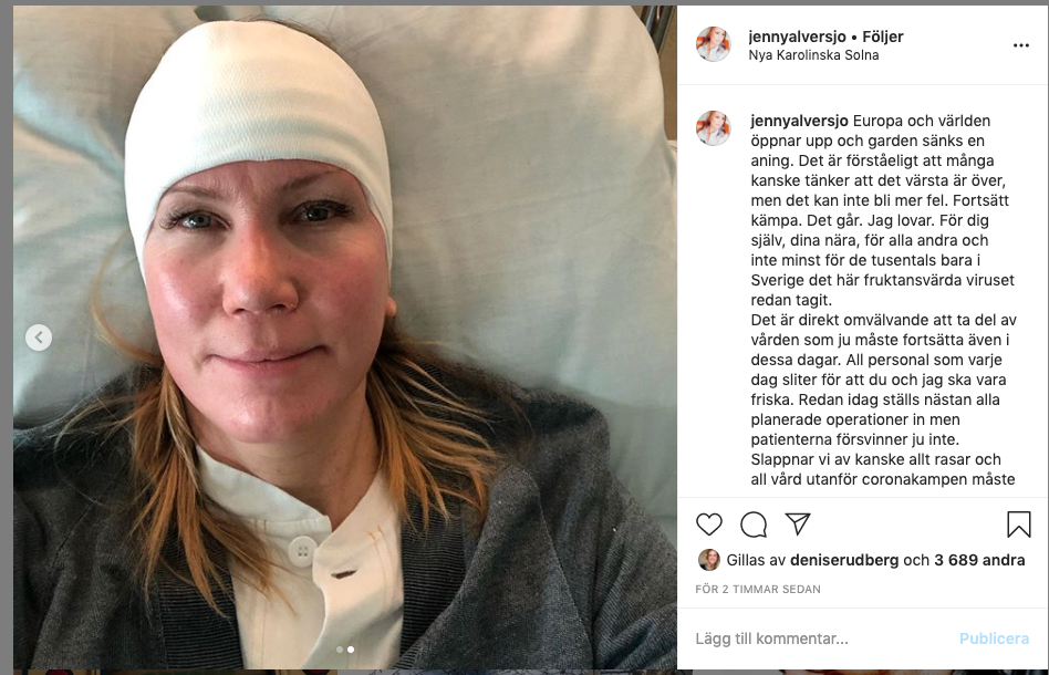 Jenny Alversjö efter den nya operationen.