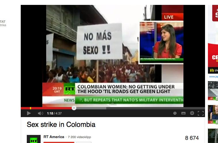 Kvinnorna i Barbacaos i sydvästra Colombia har gått i sexstrejk.