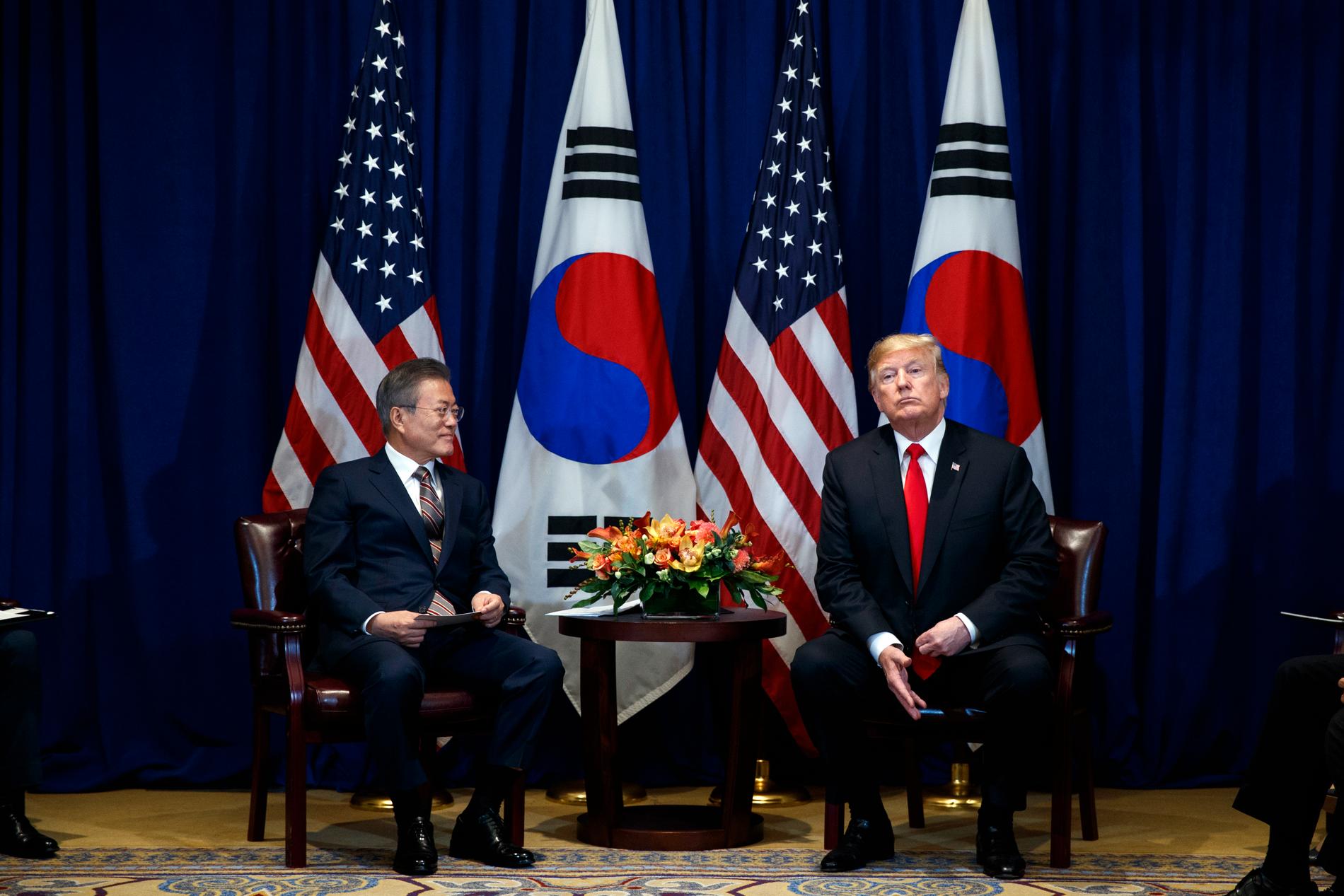 President Donald Trump träffade Sydkoreas president Moon Jae-In i New York i september
